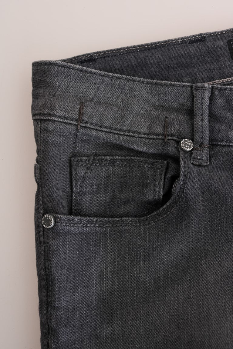 Sleek Gray Slim-Fit Designer Jeans Acht