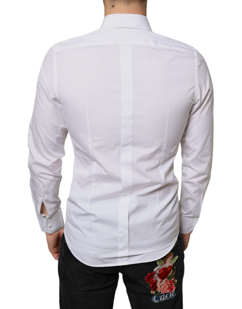 White Bib Cotton Poplin Formal Dress Shirt Dolce & Gabbana
