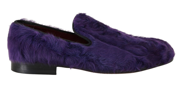 Plush Purple Sheep Fur Loafers Dolce & Gabbana