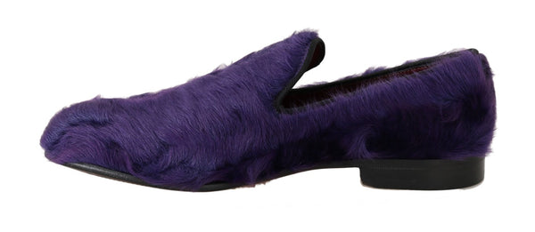 Plush Purple Sheep Fur Loafers Dolce & Gabbana