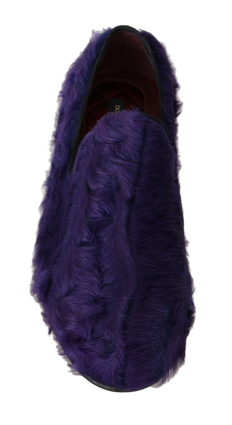 Plush Purple Sheep Fur Loafers Dolce & Gabbana