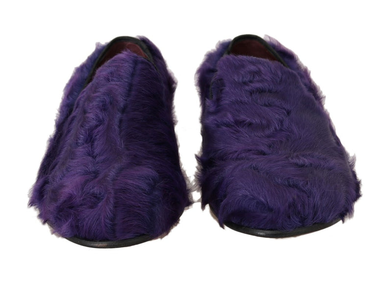 Plush Purple Sheep Fur Loafers Dolce & Gabbana