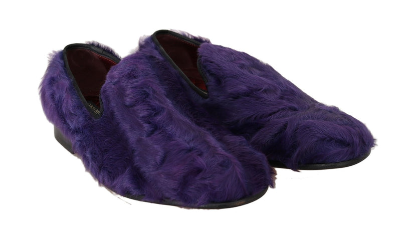 Plush Purple Sheep Fur Loafers Dolce & Gabbana