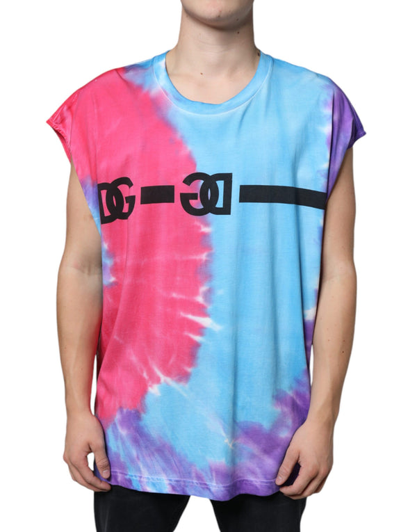 Multicolor Tie Dye Cotton Sleeveless T-shirt Dolce & Gabbana