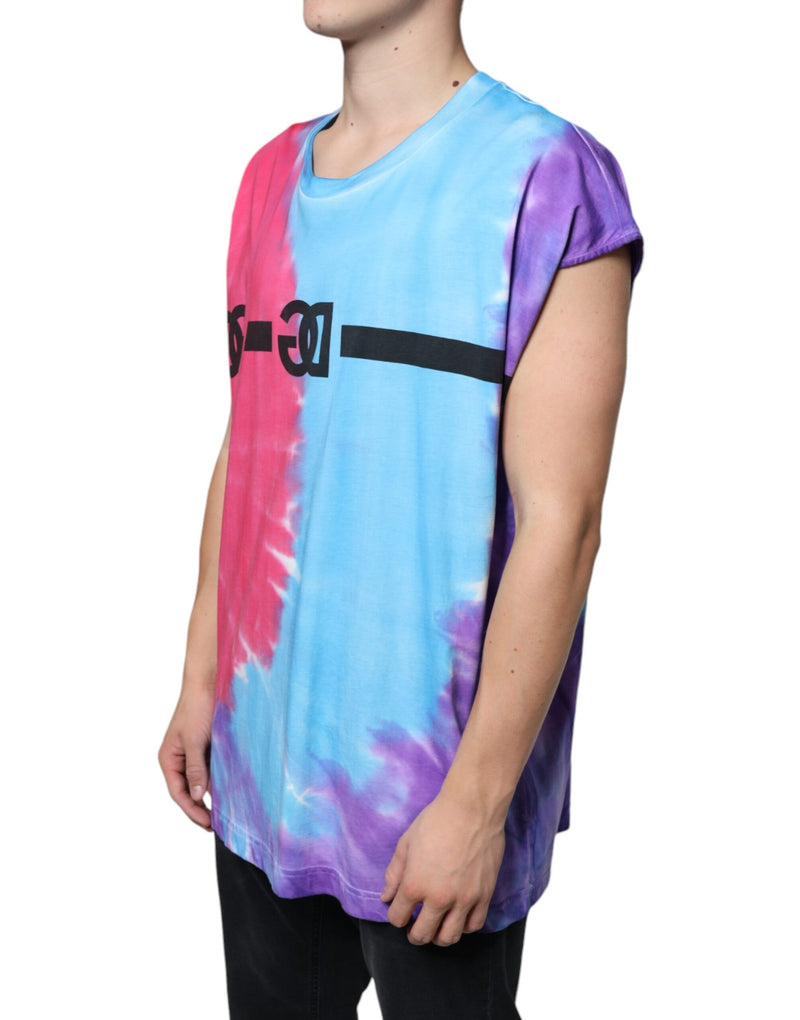 Multicolor Tie Dye Cotton Sleeveless T-shirt Dolce & Gabbana