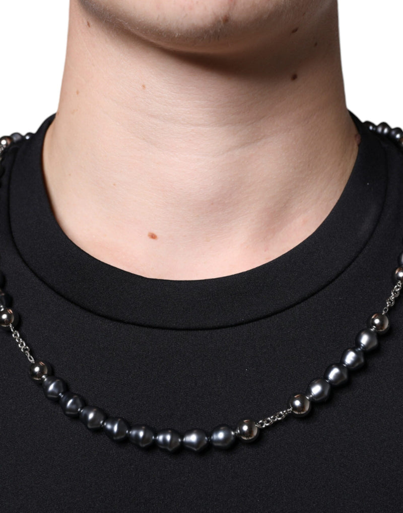 Black Polyester Necklace Embellished T-shirt Dolce & Gabbana