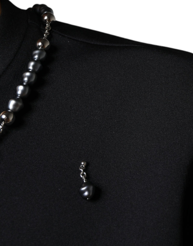 Black Polyester Necklace Embellished T-shirt Dolce & Gabbana