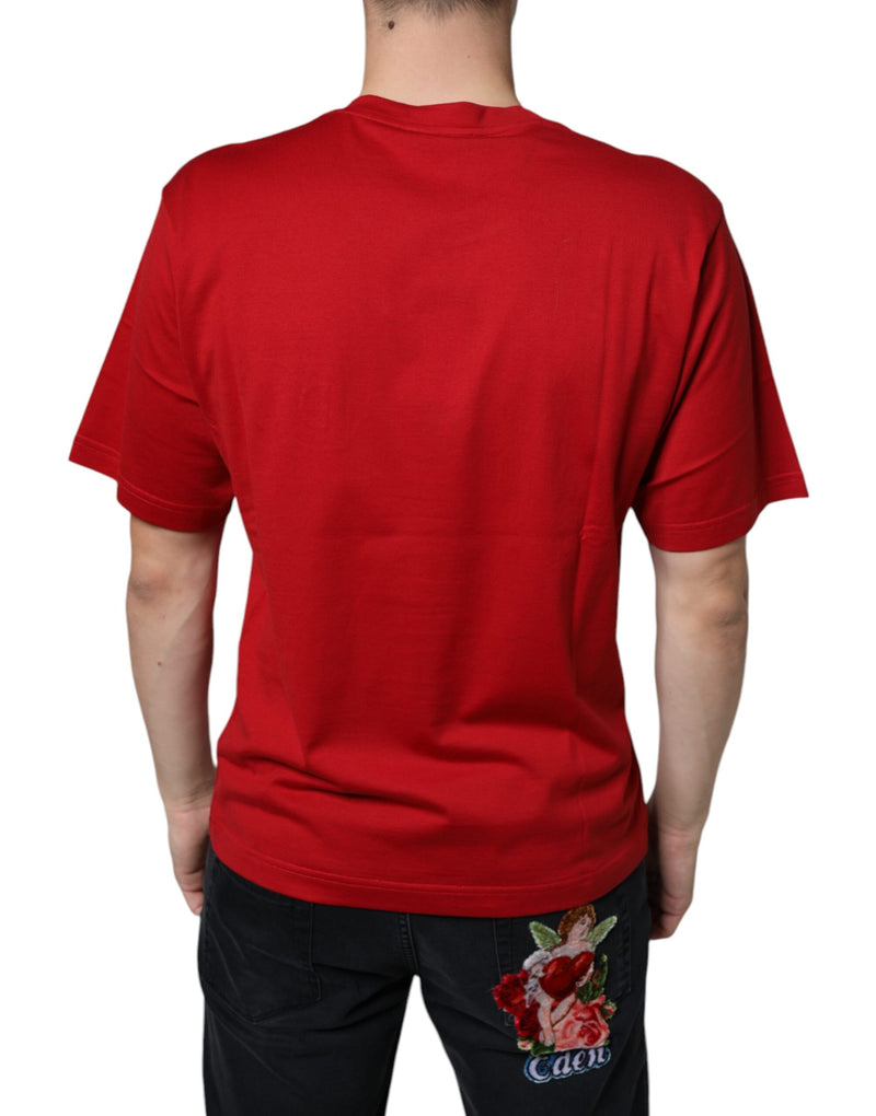 Red Cotton DG Logo Print Crew Neck T-shirt Dolce & Gabbana