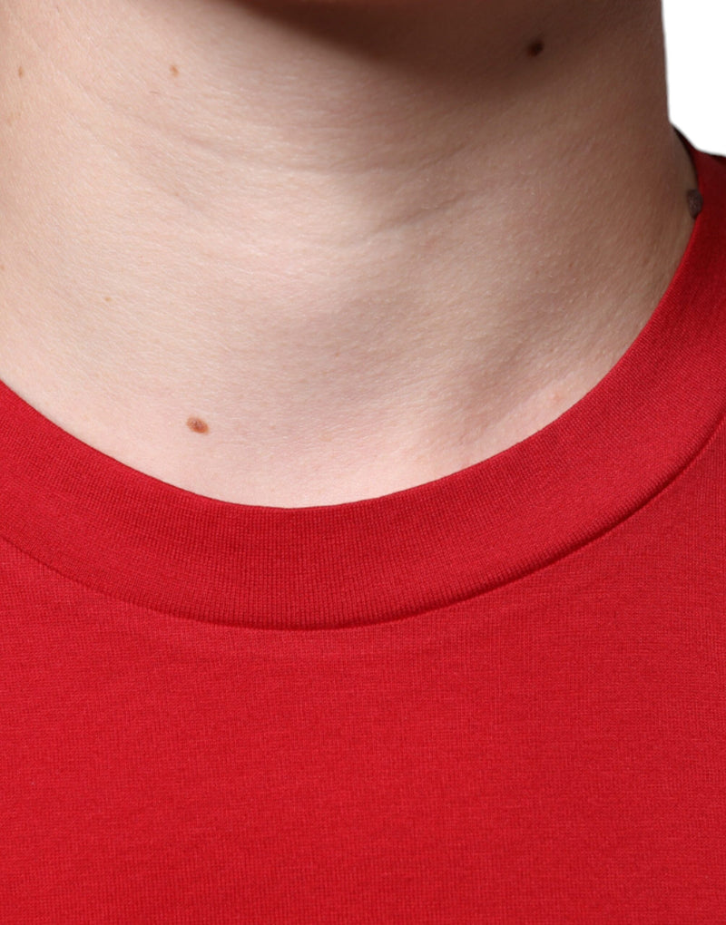Red Cotton DG Logo Print Crew Neck T-shirt Dolce & Gabbana