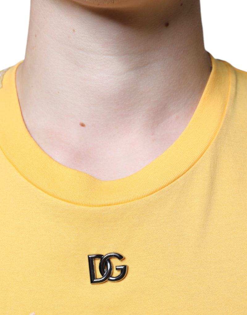 Yellow Secret Graden Floral Cotton Crew Neck T-shirt Dolce & Gabbana