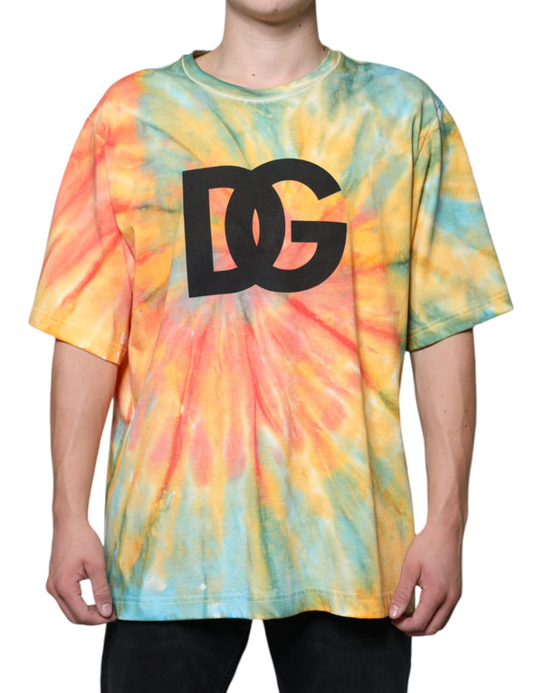 Multicolor Tie-Dye Logo Cotton T-shirt Dolce & Gabbana