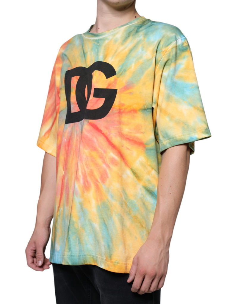 Multicolor Tie-Dye Logo Cotton T-shirt Dolce & Gabbana