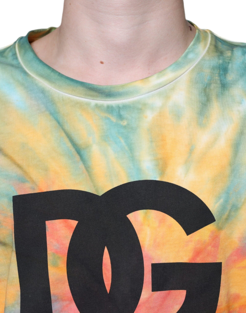 Multicolor Tie-Dye Logo Cotton T-shirt Dolce & Gabbana