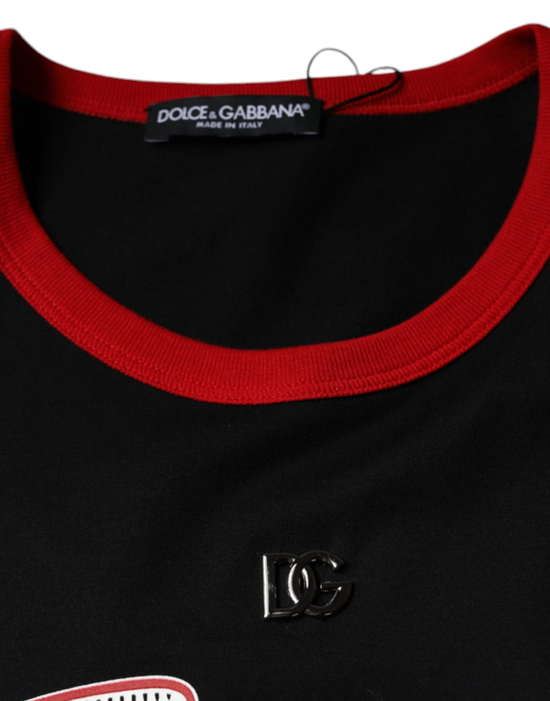 Black EDEN Patch Cotton Crew Neck T-shirt Dolce & Gabbana