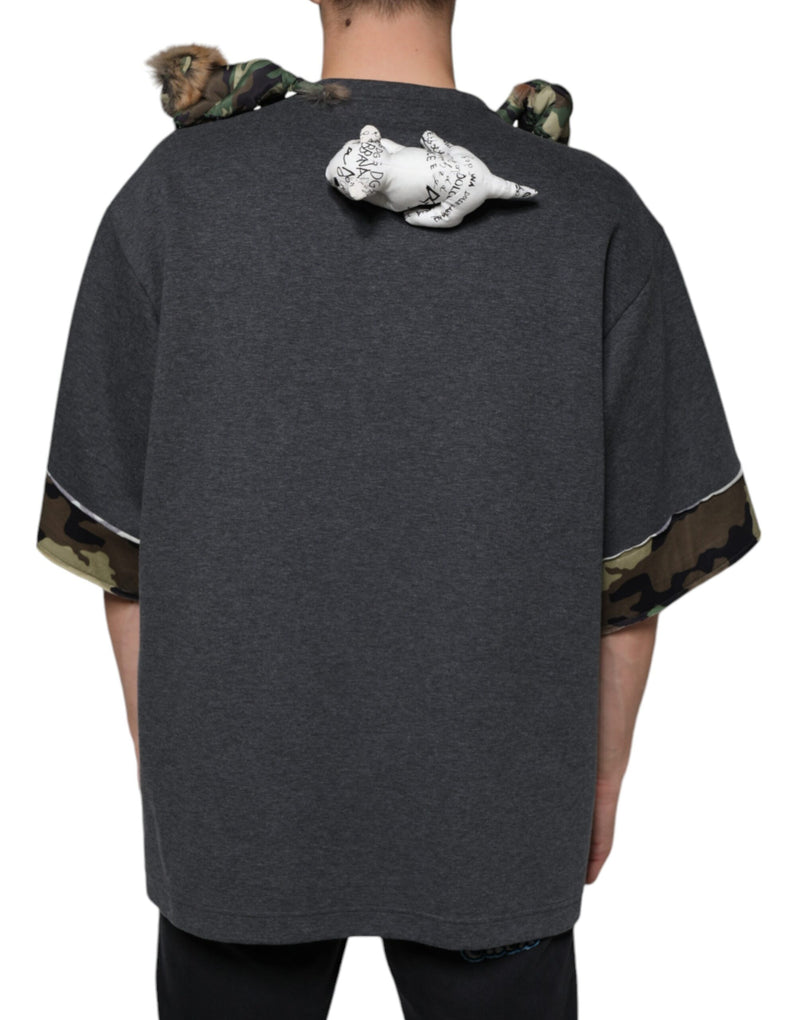 Gray Camouflage Animal Stuff Cotton T-shirt Dolce & Gabbana