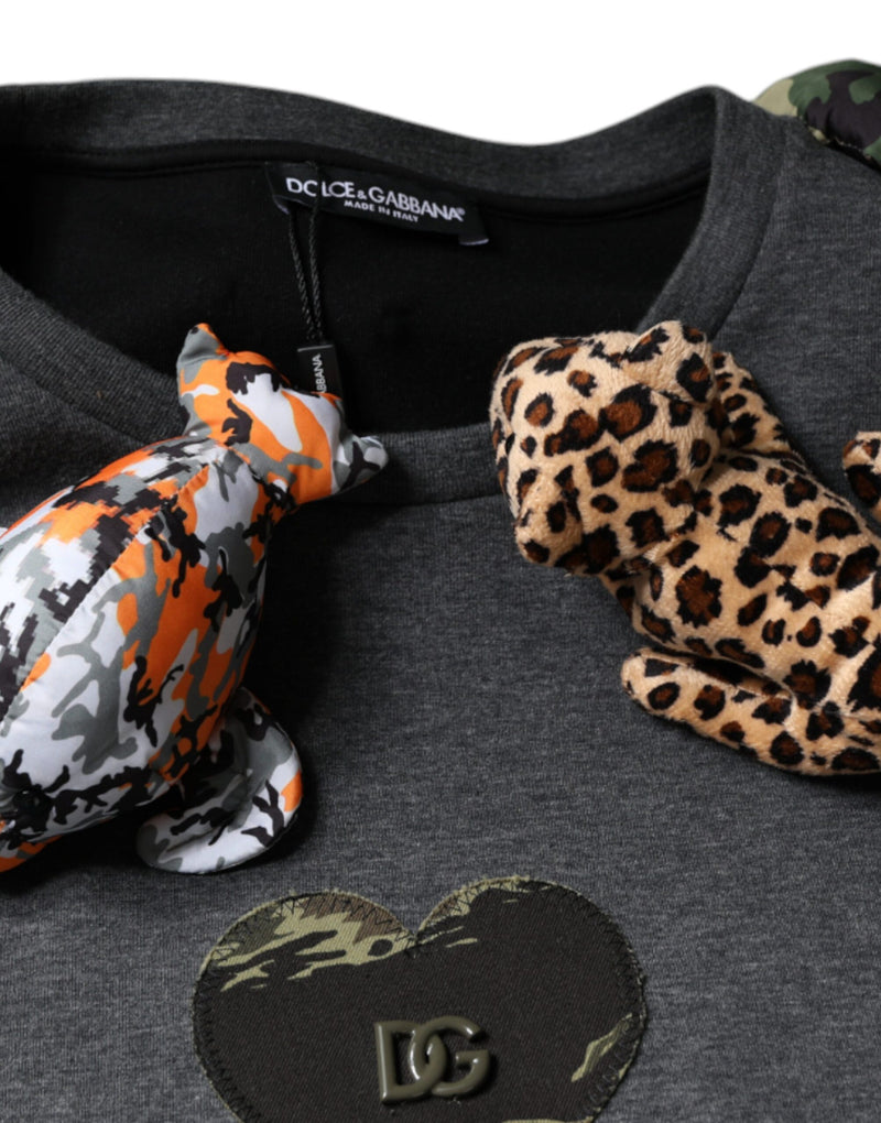 Gray Camouflage Animal Stuff Cotton T-shirt Dolce & Gabbana