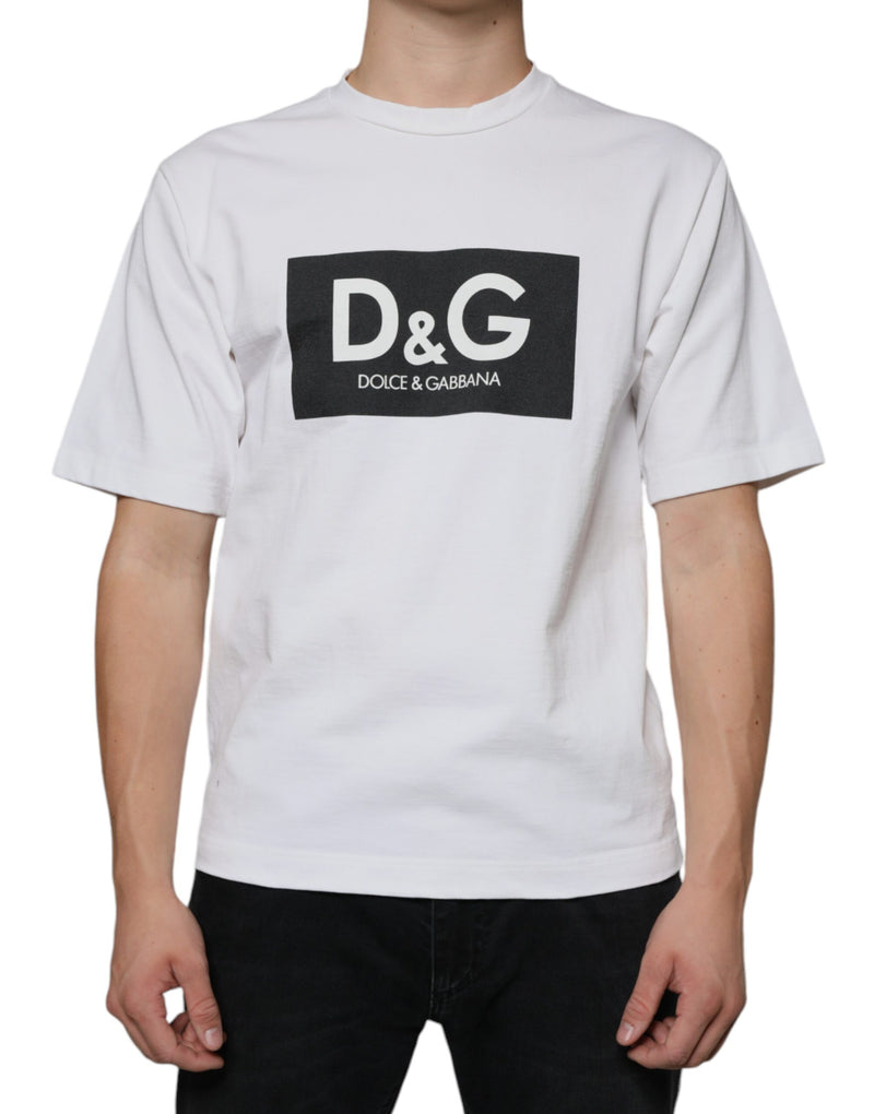 White Cotton DG Logo Print Casual T-shirt Dolce & Gabbana