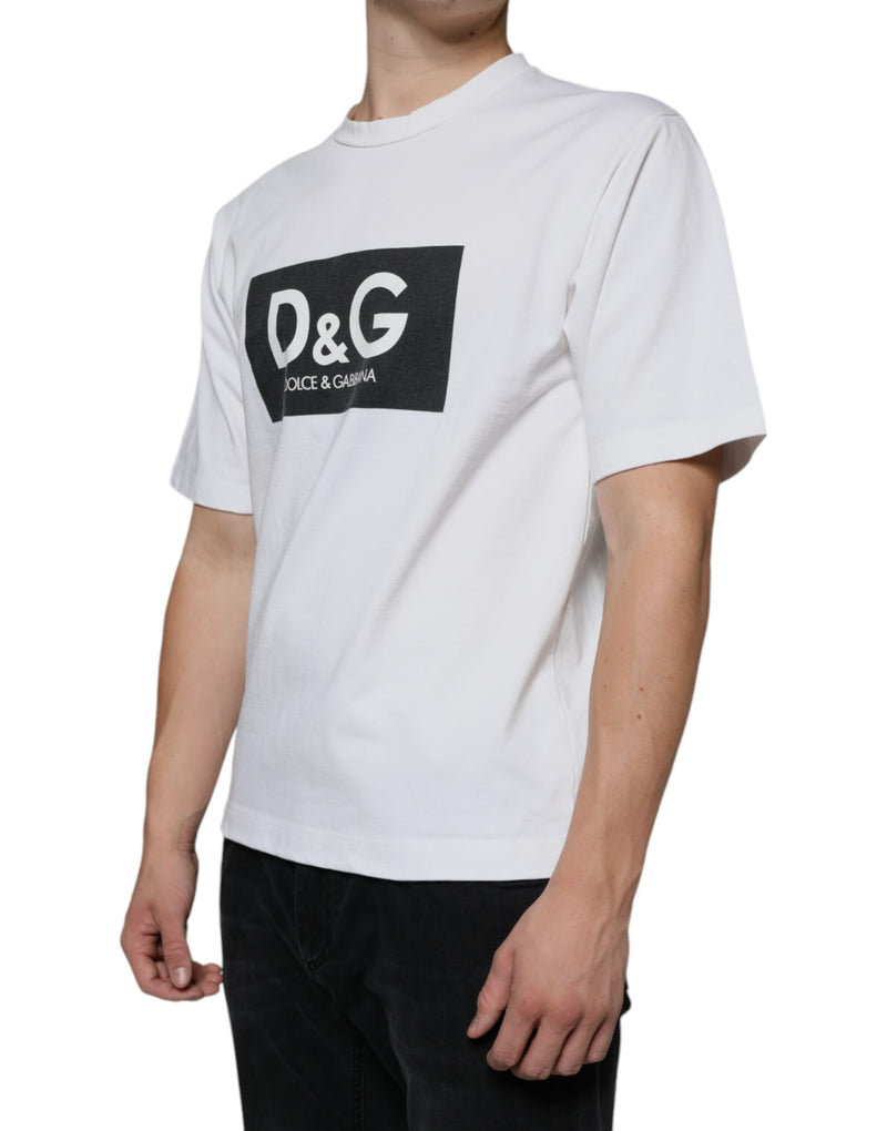 White Cotton DG Logo Print Casual T-shirt Dolce & Gabbana