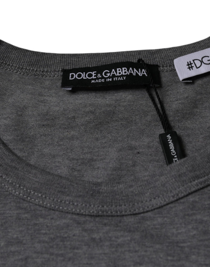 Gray Cotton #DGFamily Short Sleeves T-shirt Dolce & Gabbana