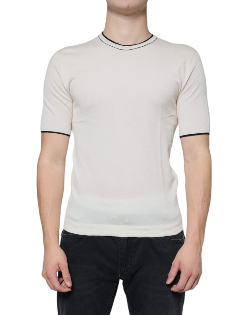 Off White Cashmere Short Sleeves T-shirt Dolce & Gabbana