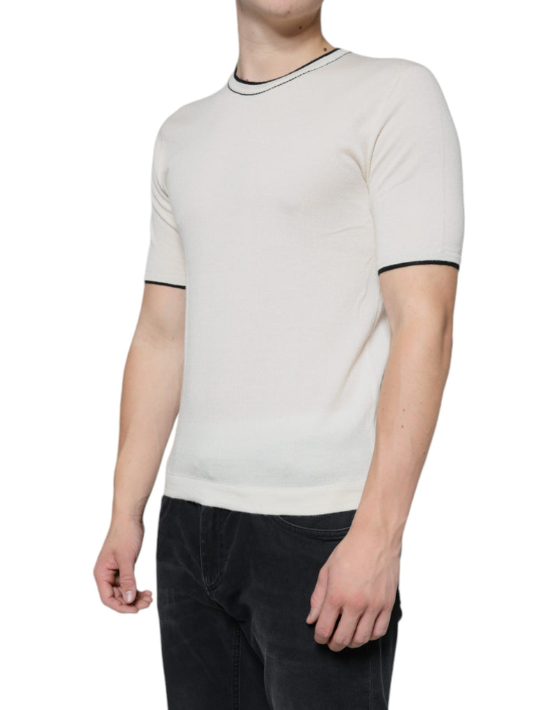 Off White Cashmere Short Sleeves T-shirt Dolce & Gabbana