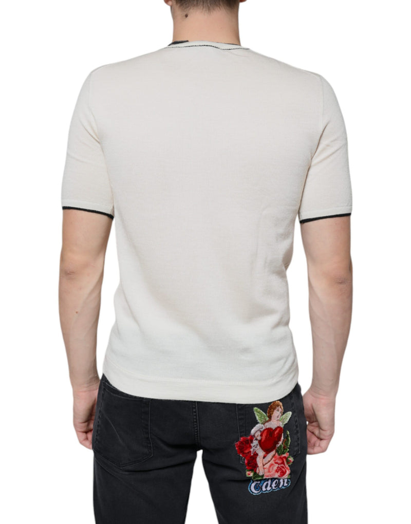 Off White Cashmere Short Sleeves T-shirt Dolce & Gabbana