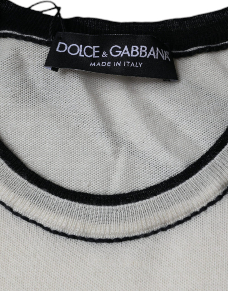 Off White Cashmere Short Sleeves T-shirt Dolce & Gabbana