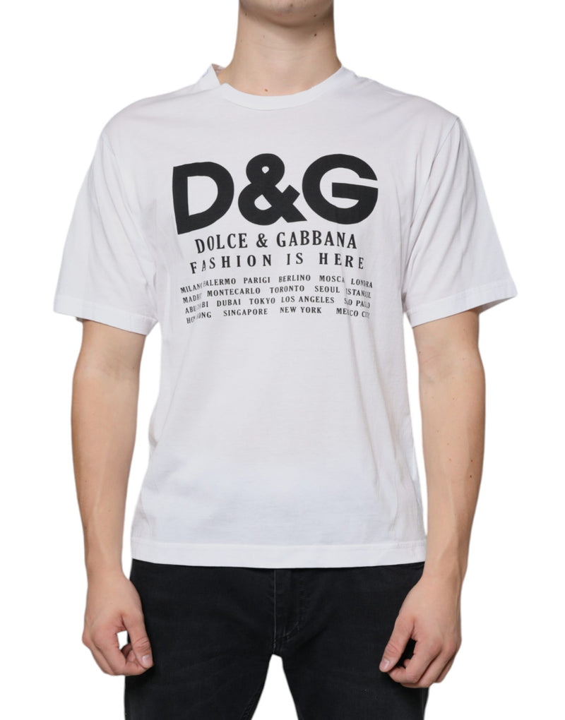 White Cotton DG Logo Print Casual T-shirt Dolce & Gabbana