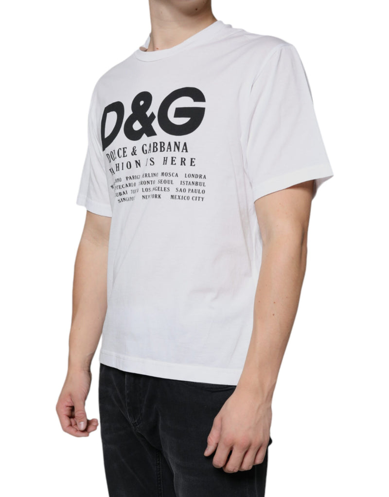 White Cotton DG Logo Print Casual T-shirt Dolce & Gabbana