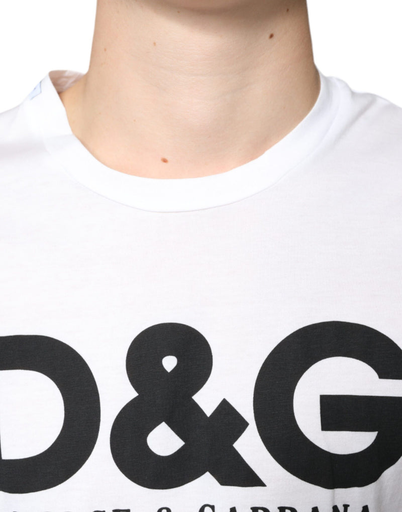 White Cotton DG Logo Print Casual T-shirt Dolce & Gabbana