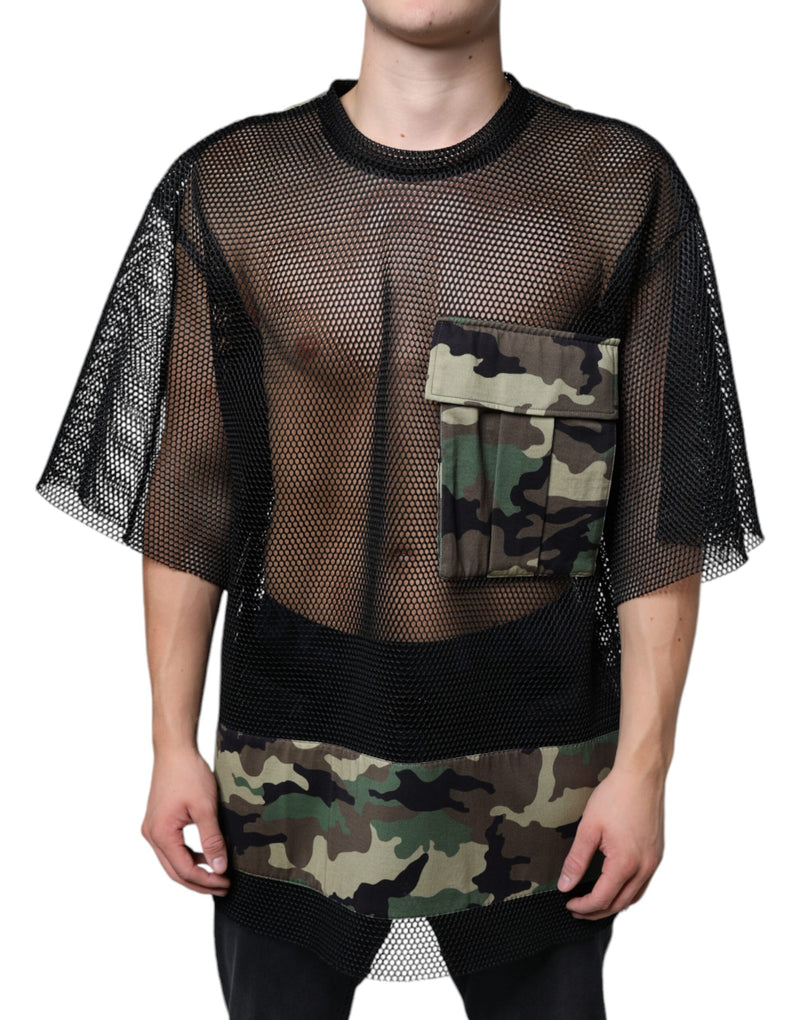 Black Mesh Camouflage Short Sleeves T-shirt Dolce & Gabbana