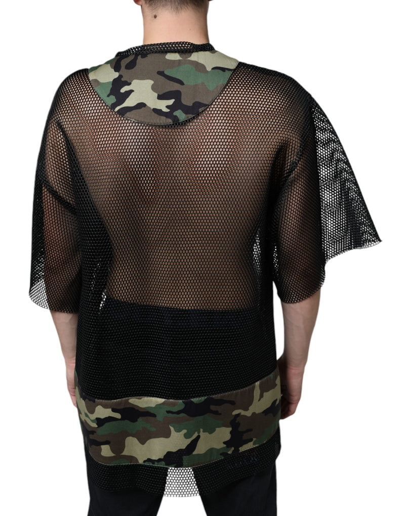 Black Mesh Camouflage Short Sleeves T-shirt Dolce & Gabbana