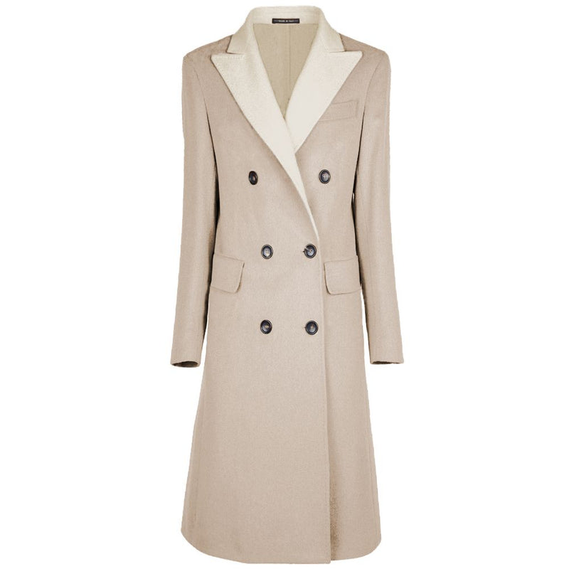 Beige Wool Vergine Jackets & Coat Made in Italy