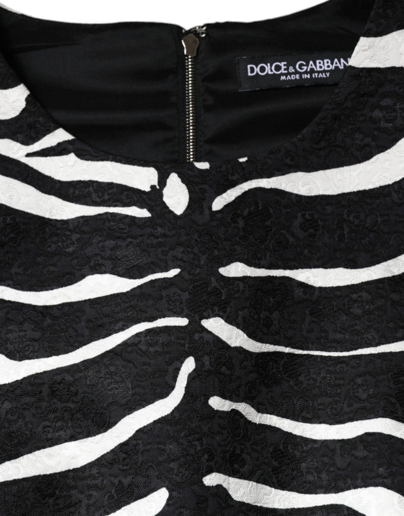 Black White Zebra A-line Sheath Mini Dress Dolce & Gabbana