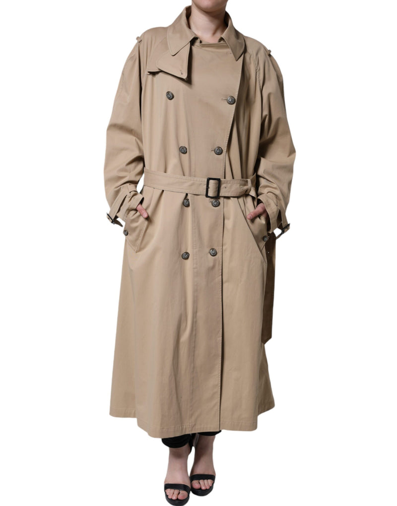 Khaki Double Breasted Trench Coat Jacket Dolce & Gabbana