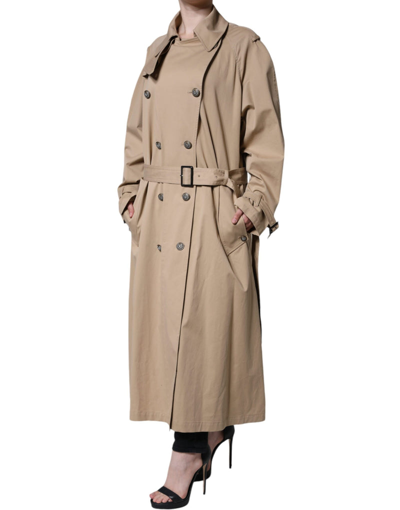 Khaki Double Breasted Trench Coat Jacket Dolce & Gabbana