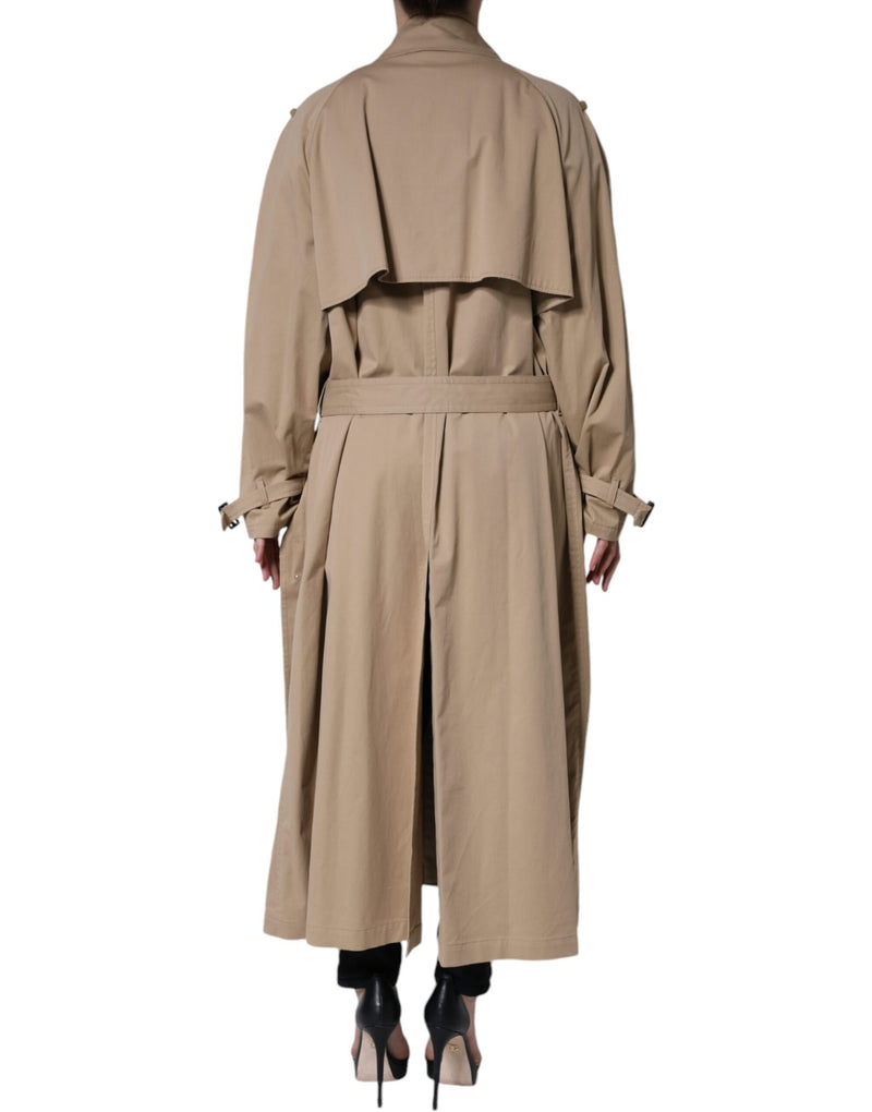 Khaki Double Breasted Trench Coat Jacket Dolce & Gabbana