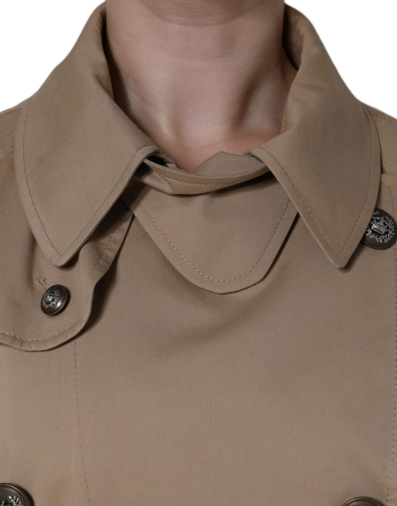 Khaki Double Breasted Trench Coat Jacket Dolce & Gabbana