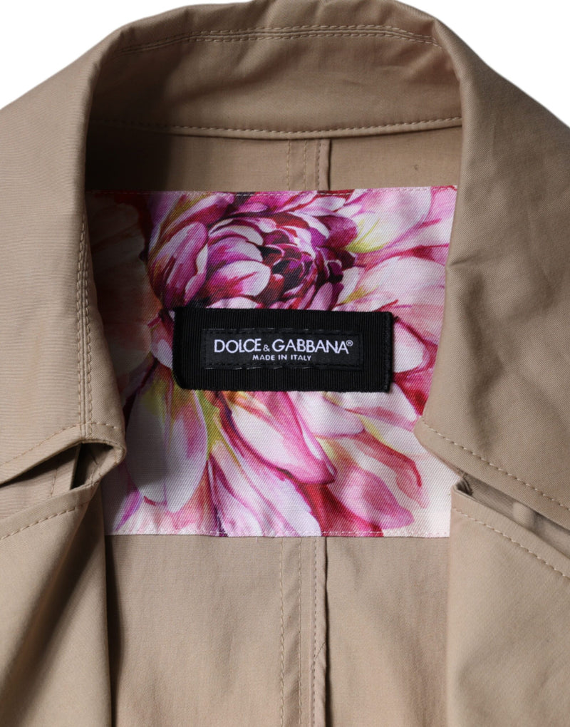 Khaki Double Breasted Trench Coat Jacket Dolce & Gabbana