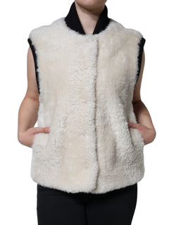 White WARRENFORD Shearling Leather Vest Coat Jacket Burberry