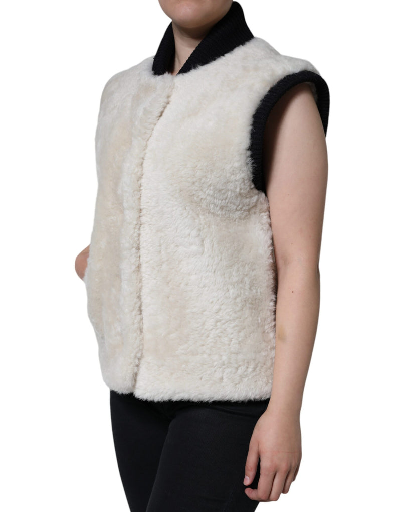 White WARRENFORD Shearling Leather Vest Coat Jacket Burberry