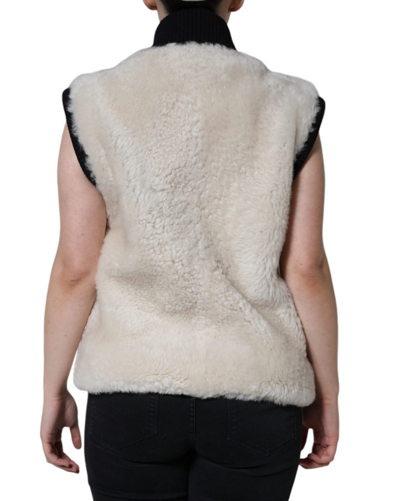 White WARRENFORD Shearling Leather Vest Coat Jacket Burberry