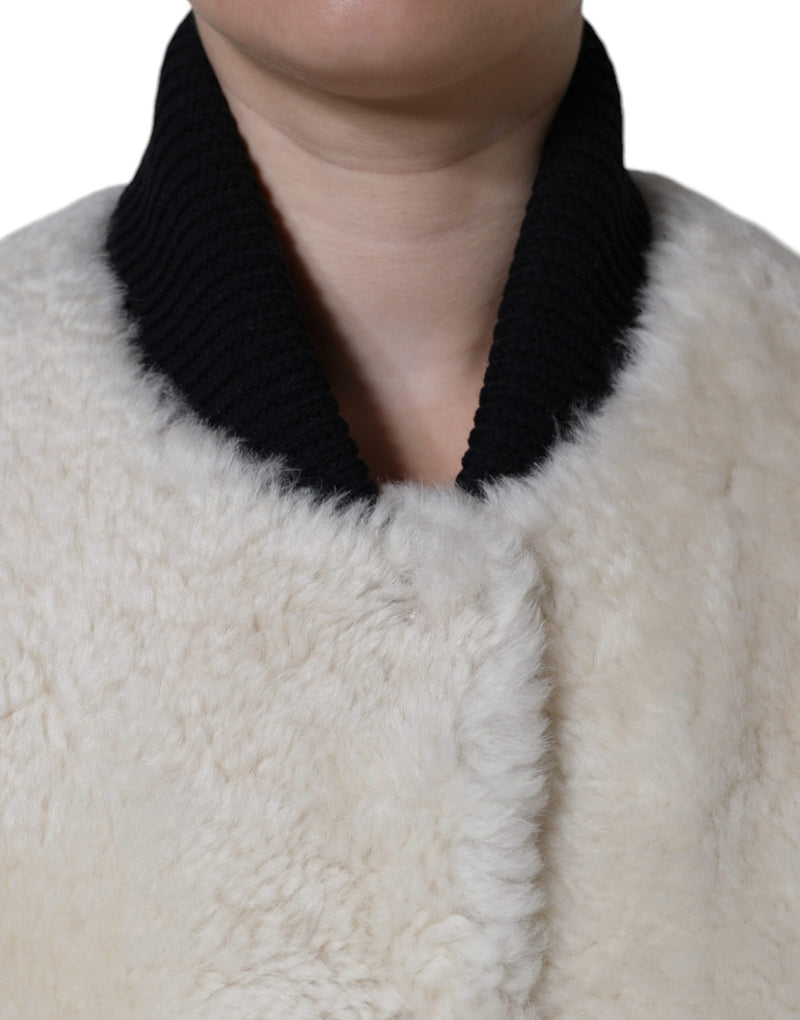 White WARRENFORD Shearling Leather Vest Coat Jacket Burberry