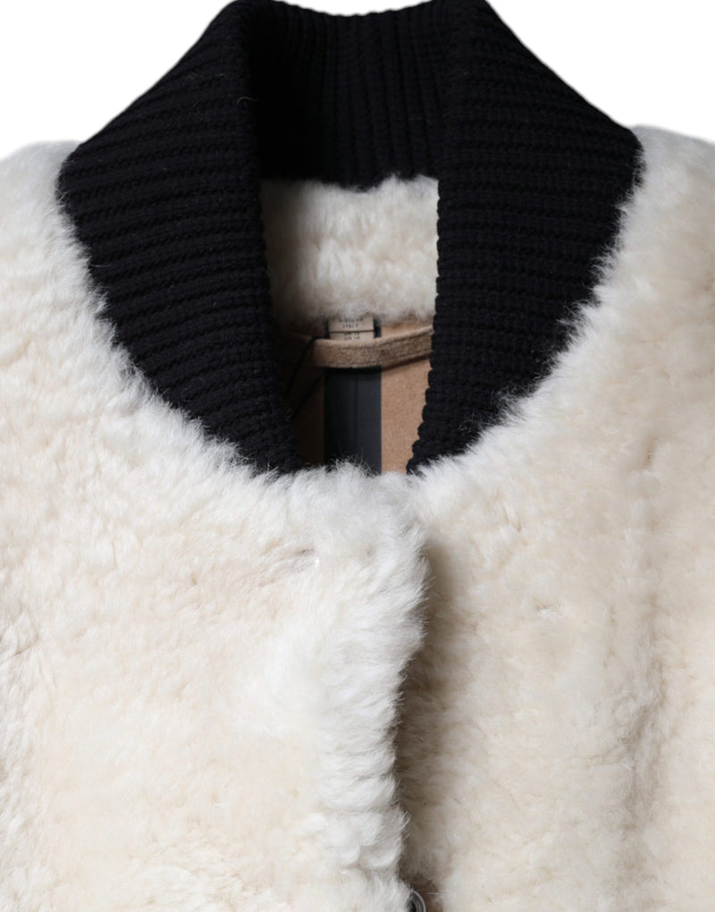 White WARRENFORD Shearling Leather Vest Coat Jacket Burberry