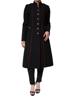 Black Single Breasted Trench Coat Jacket Dolce & Gabbana