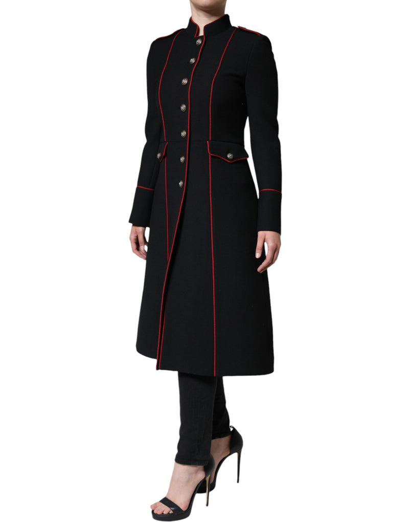 Black Single Breasted Trench Coat Jacket Dolce & Gabbana