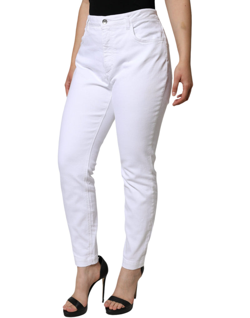 White Cotton Stretch AUDREY Skinny Jeans Dolce & Gabbana