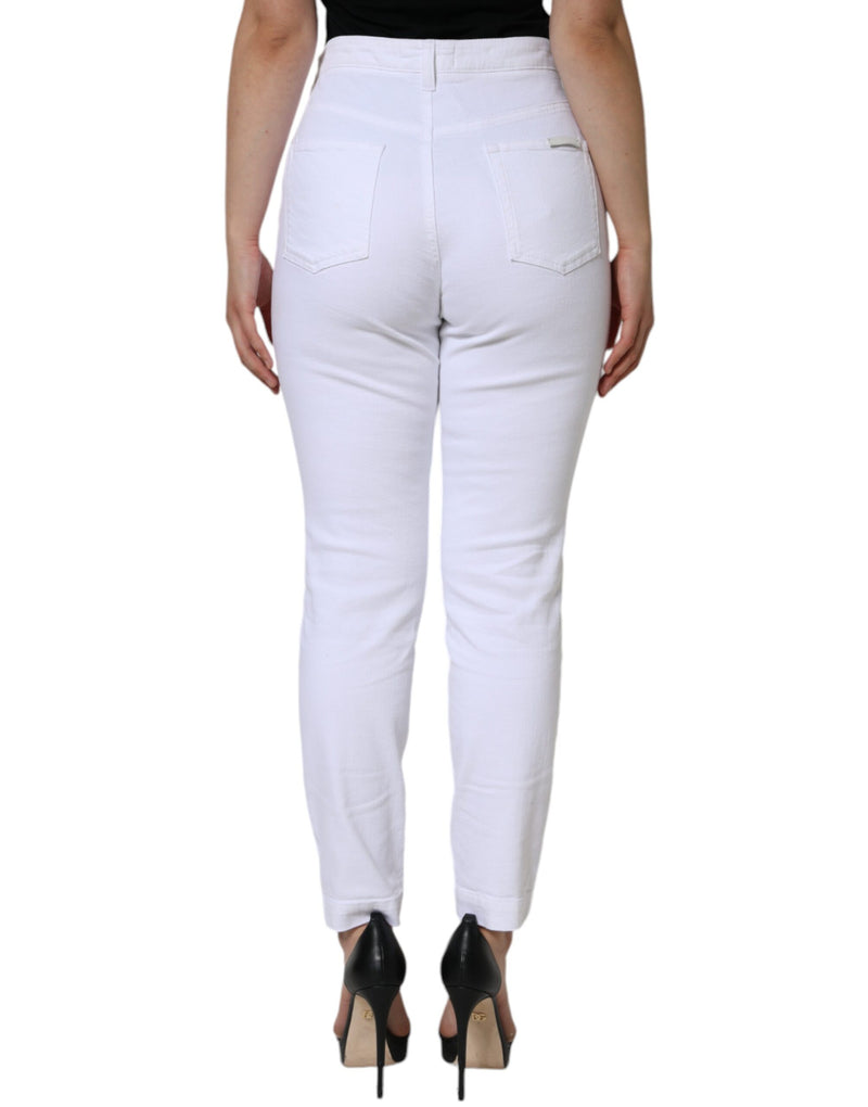 White Cotton Stretch AUDREY Skinny Jeans Dolce & Gabbana