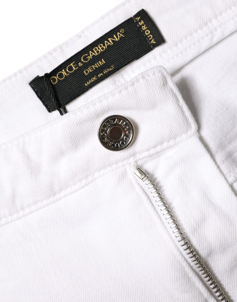 White Cotton Stretch AUDREY Skinny Jeans Dolce & Gabbana