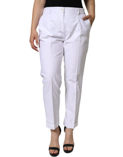 White Cotton Stretch Tapered Pants Dolce & Gabbana